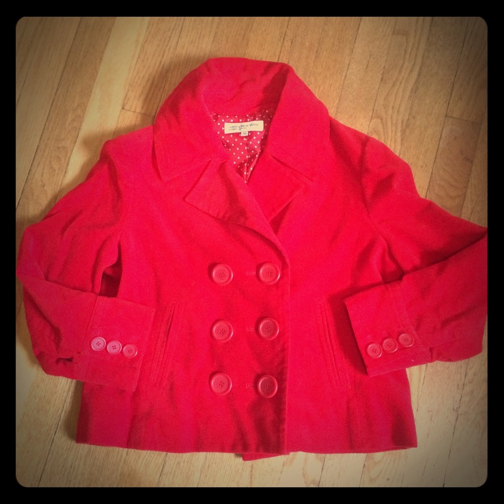 Jones New York Red corduroy like crop blazer